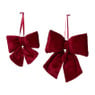 Kerststrik velvet klein - bordeauxrood - 12x13 cm