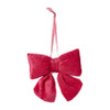 Kerststrik velvet klein - roze - 12x13 cm