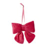 Kerststrik velvet klein - roze - 12x13 cm