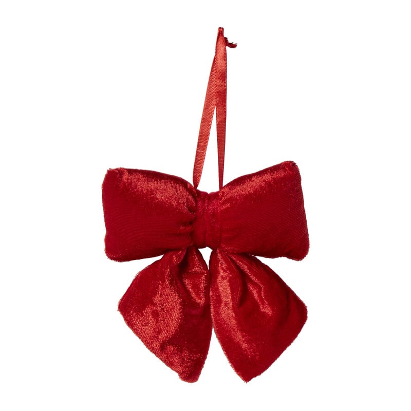 Kerststrik velvet klein - rood - 12x13 cm