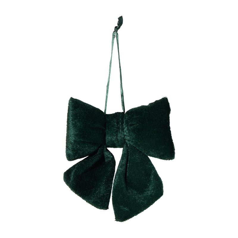 Kerststrik velvet klein - groen - 12x13 cm