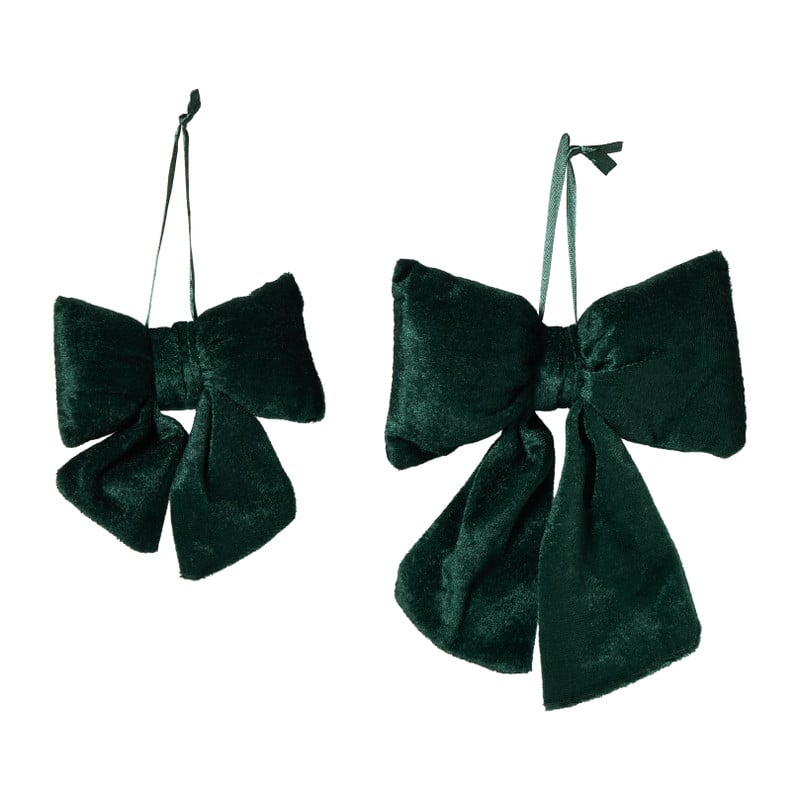 Kerststrik velvet klein - groen - 12x13 cm
