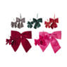 Kerststrik velvet klein - groen - 12x13 cm