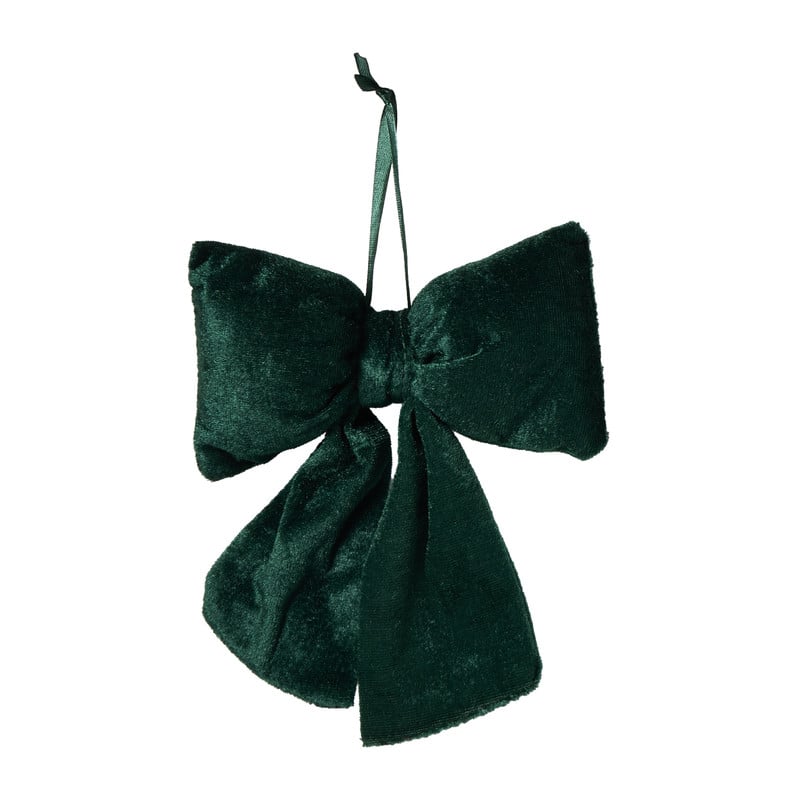 Kerststrik velvet medium - groen - 19x24 cm