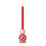 Kandelaar kerstbal groot - rood/roze - ø7.8x12.5 cm