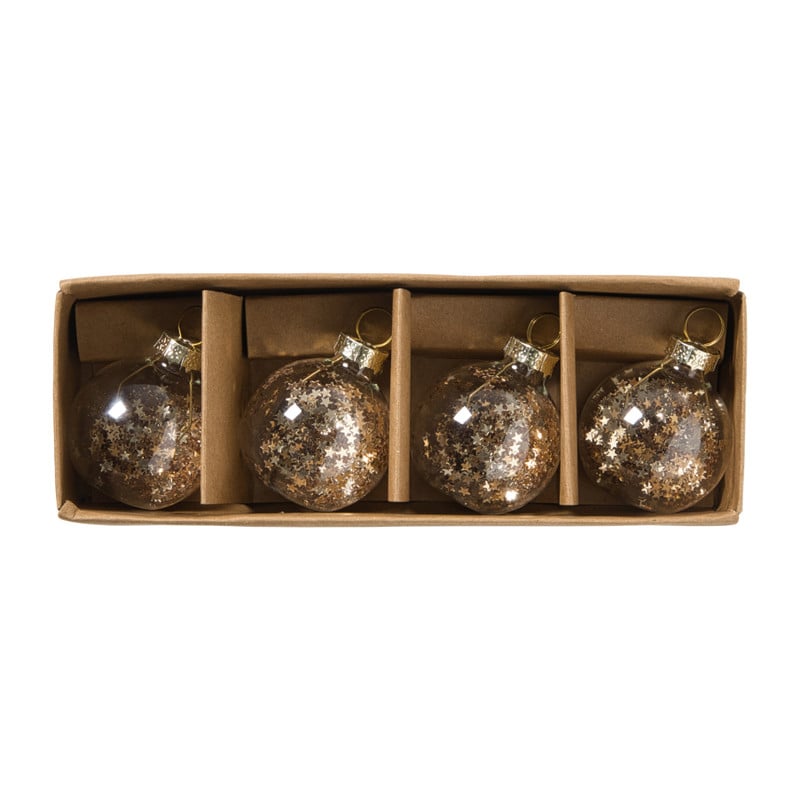 Kaarthouders kerstballen - champagnekleurig - set van 4