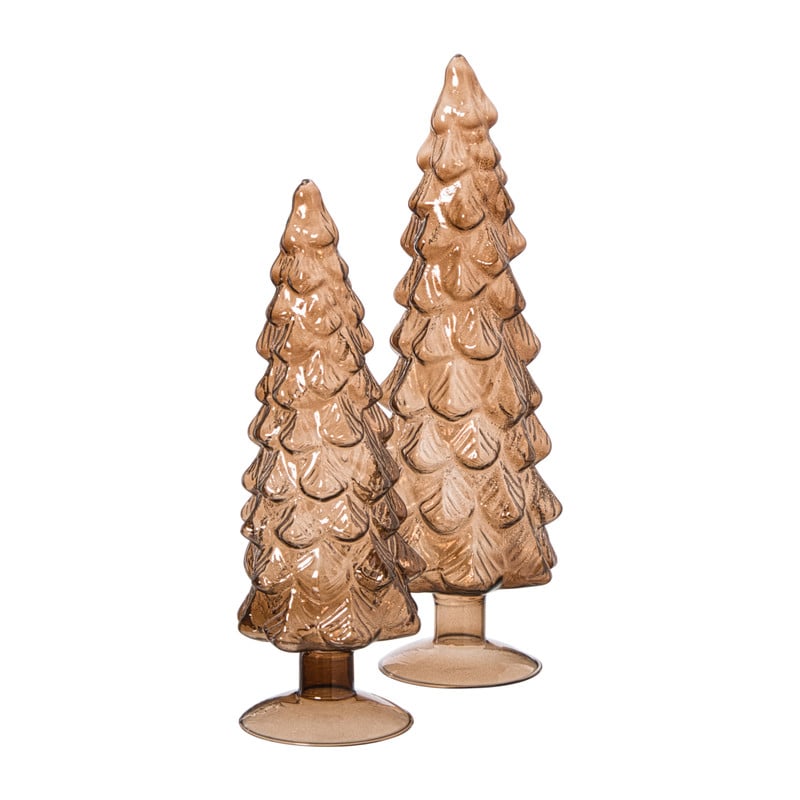 Kerstboom beeldje klein - bruin - ø8x24.5 cm