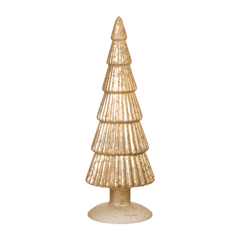 Kerstboom beeldje klein - goudkleurig - ø8x24.5 cm