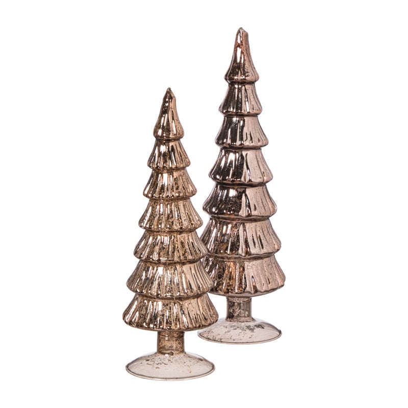 Kerstboom beeldje klein - donkerbruin - ø8x24.5 cm