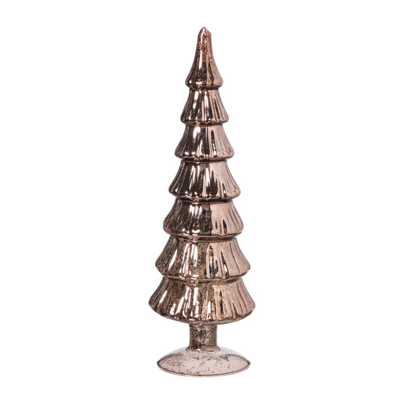 Kerstboom beeldje groot - donkerbruin - ø8x30 cm