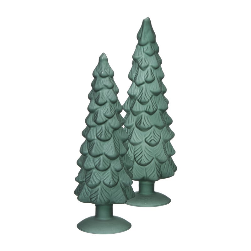 Kerstboom beeldje groot - groen - ø8x30 cm