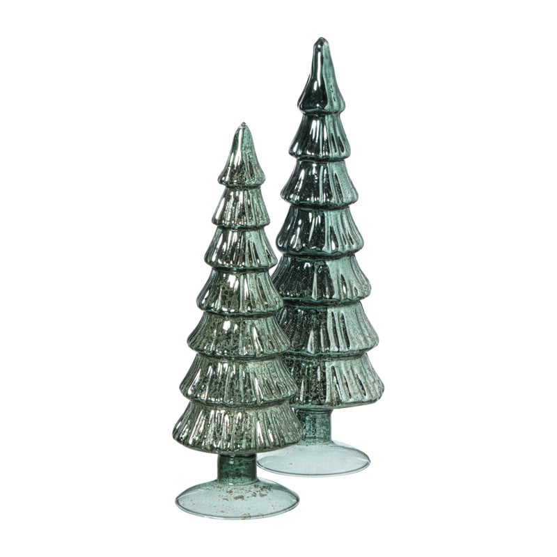 Kerstboom beeldje shiny groot - groen - ø8x30 cm