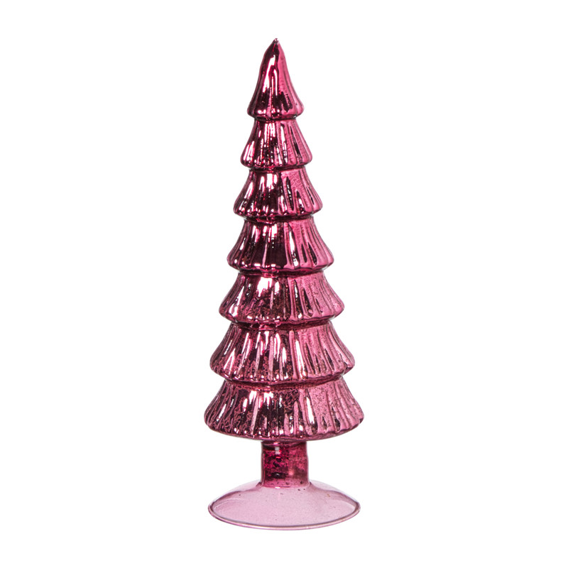 Kerstboom beeldje klein - rood - ø8x24.5 cm