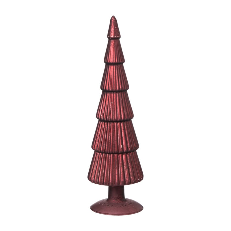 Kerstboom beeldje groot -  donkerrood - ø8x30 cm