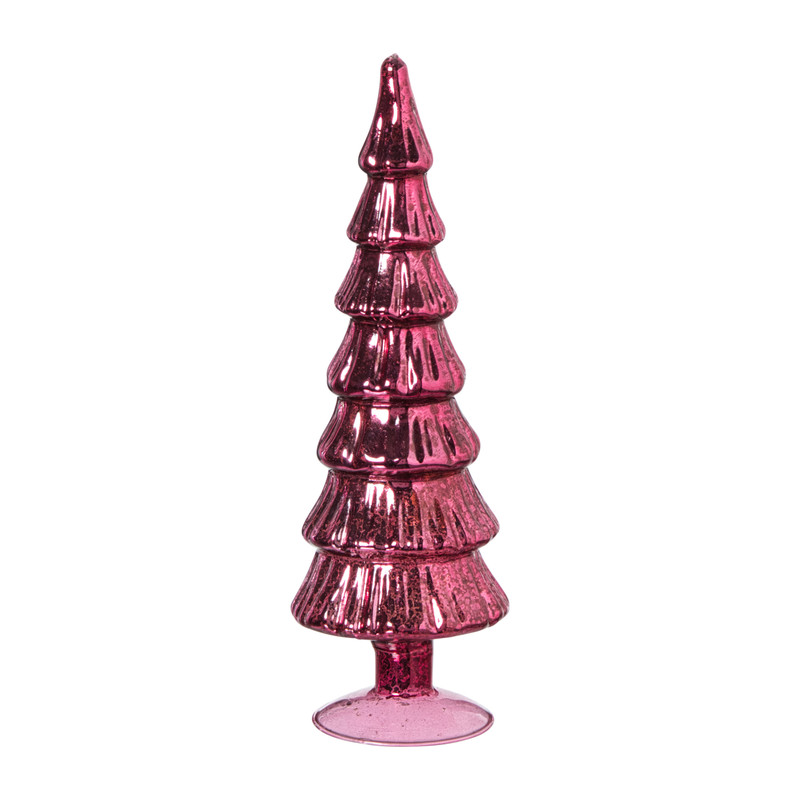 Kerstboom beeldje  groot - rood - ø8x30 cm