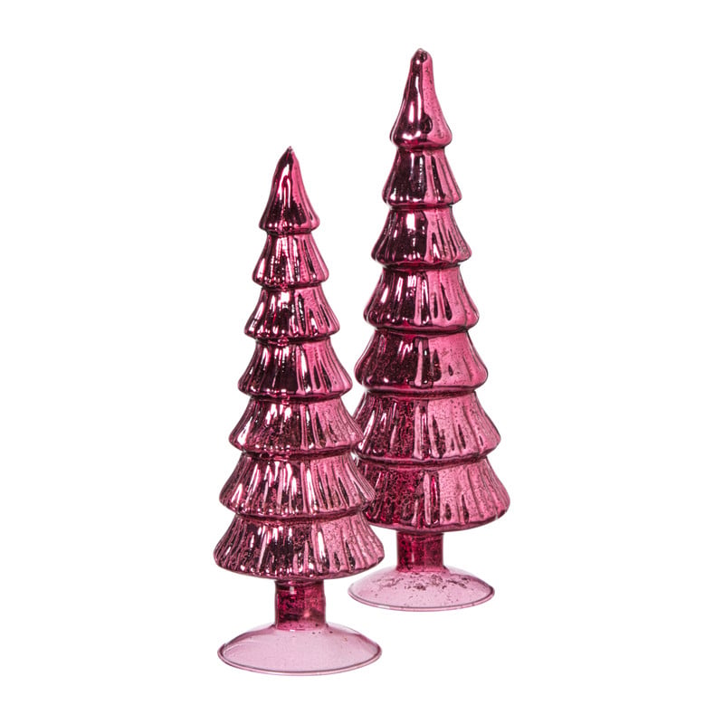 Kerstboom beeldje  groot - rood - ø8x30 cm
