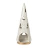 Theelichthouder kerstboom - beige - ø7x19 cm 