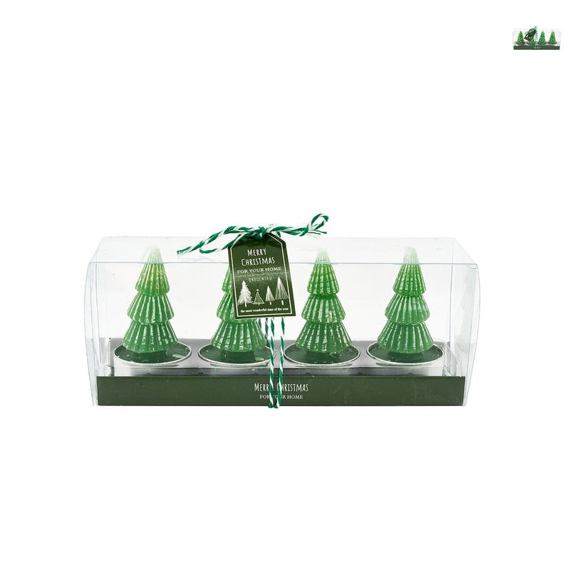 Kaarsjes kerstboom - 4 stuks - diverse varianten