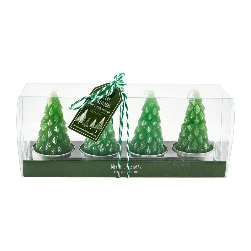 Kaarsjes kerstboom - 4 stuks - diverse varianten