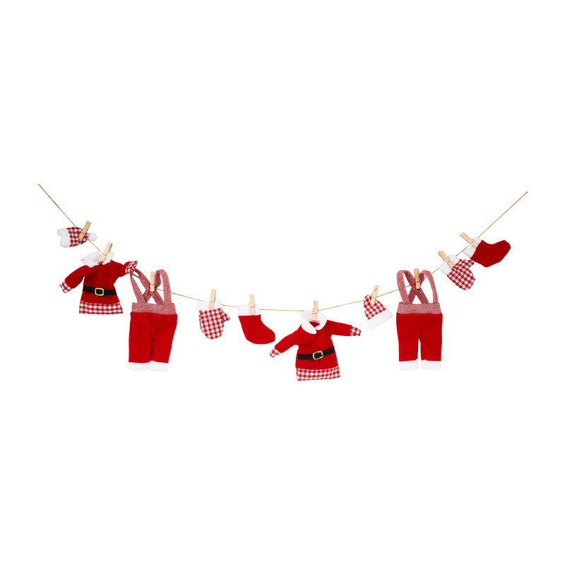 Guirlande kerstmankleding - textiel/hout
