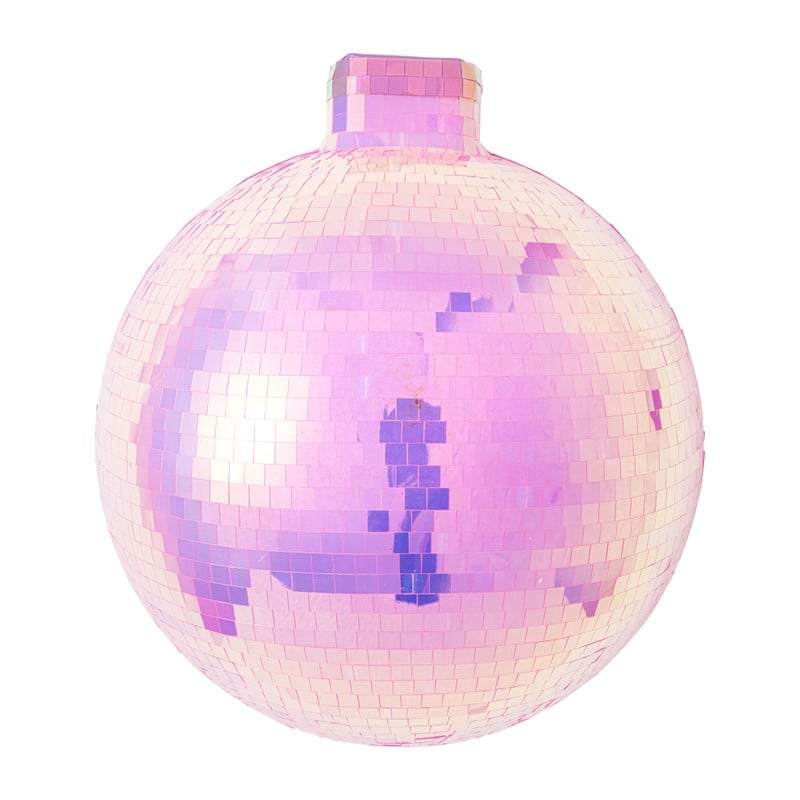 Wandhanger disco kerstbal - roze - ø31.5 cm