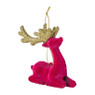 Kersthanger rendier liggend - roze -  8x9 cm
