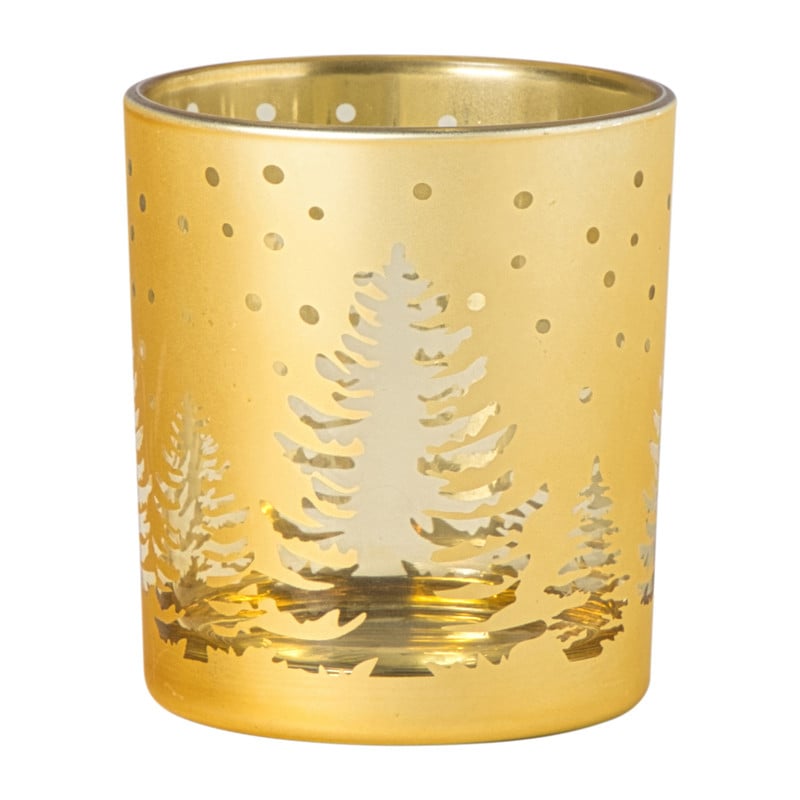 Kerst waxinelichthouder -goudkleurig - ø7x8 cm
