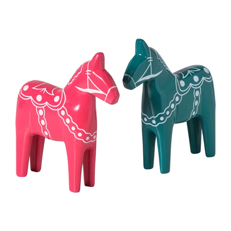 Kerstbeeldje paard - roze - 18x16x4.5 cm