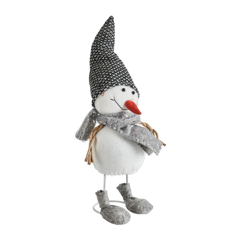 Sneeuwpop muts grijs - 30 cm