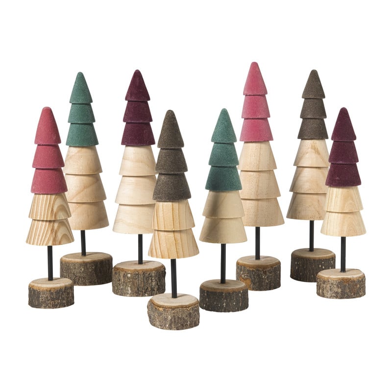 Kerstboom hout - bruin/roze - ø6x24 cm