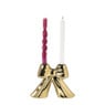 Kerst kandelaar strik Sharada - goudkleurig - 17x21.5x6.5 cm
