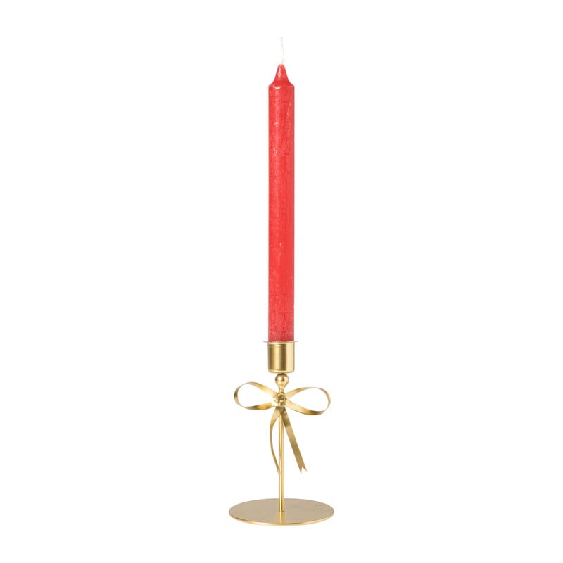 Kerst kandelaar strik Kim - goudkleurig - ø9x15 cm