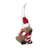 Kersthanger bever met kerstmuts - bruin/rood - 8x7x4  cm