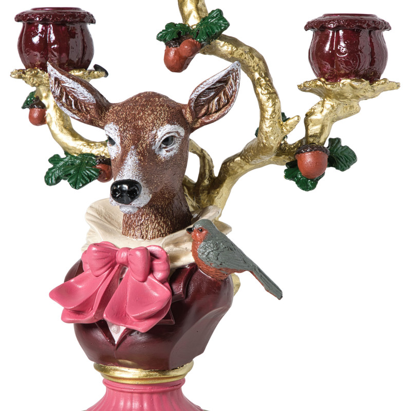 Kandelaar kerst met rendier - 30.5 cm 