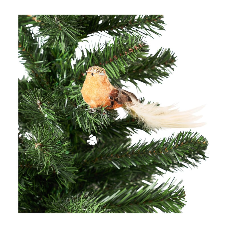Vogel op clip - geel - 20 cm