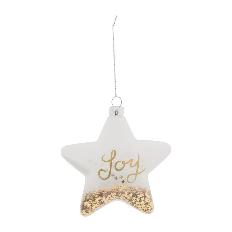 Kersthanger Joy - witte ster - 10x10 cm