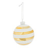 Kerstbal wit - goud gestreept - 8 cm