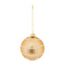 Kerstbal goud - wit web - 8 cm