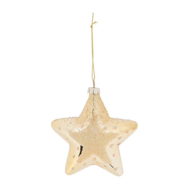 Kersthanger - gouden ster met glitters - 10x10 cm