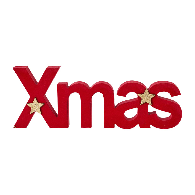 Decowoord xmas - rood - 30 cm 