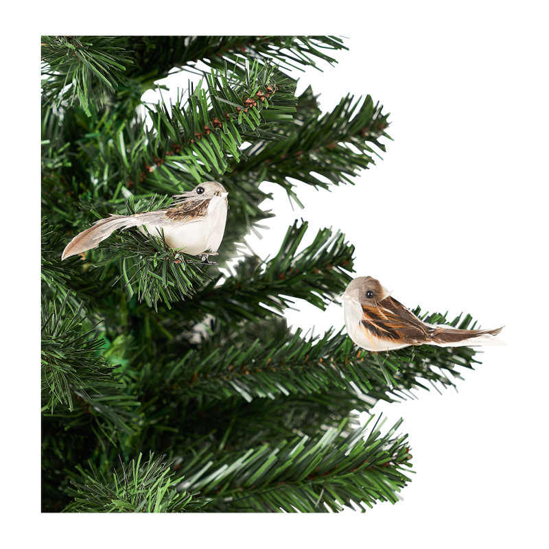 Vogel op clip - naturel - 9 cm - diverse varianten