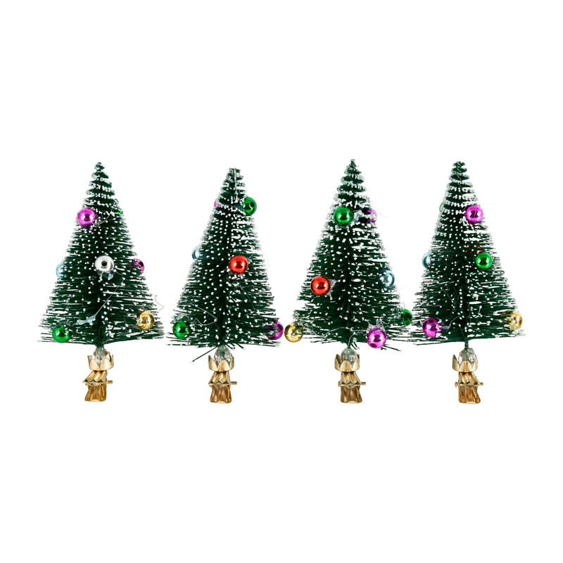 Kerstboompjes op clip - kerstballen - set van 4