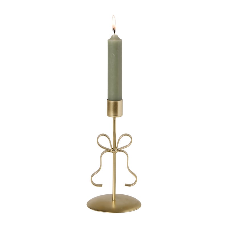 Kerstkandelaar strik - goudkleurig - ø8.5x16 cm