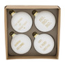Kerstbal gouden tekst - 7 cm - wit - set van 4