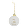 Kerstbal gouden tekst - 7 cm - wit - set van 4
