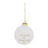 Kerstbal gouden tekst - 7 cm - wit - set van 4