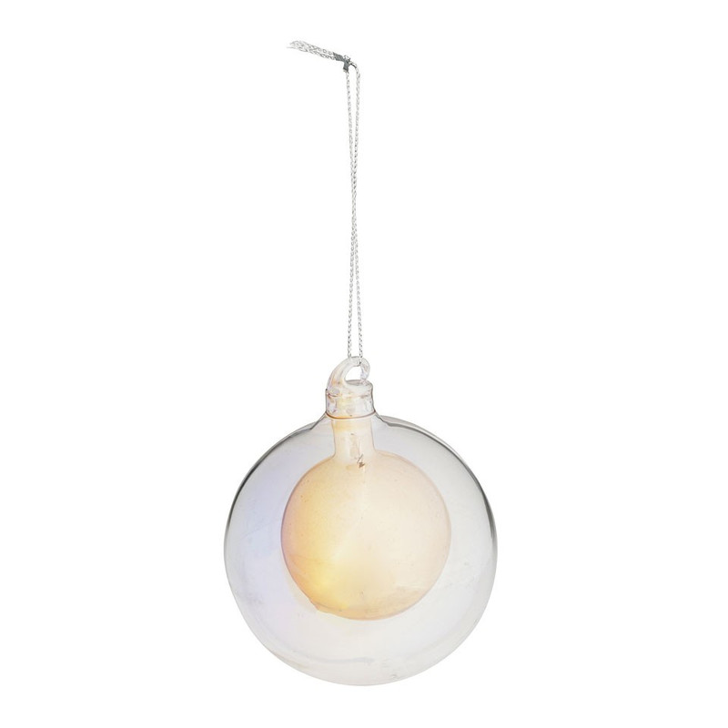 Kerstbal met minibal - 8 cm - helder