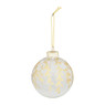 Kerstbal gouden bladeren - 7 cm - helder/wit