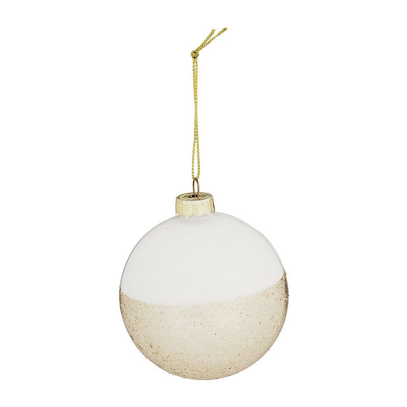 Kerstbal - 8 cm - wit/goud