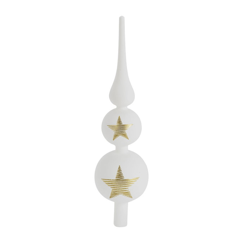 Piek ster - 32 cm - wit/goud